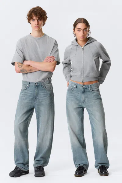 Weekday Galaxy Mid Rise Loose Straight Leg Jeans In Blue