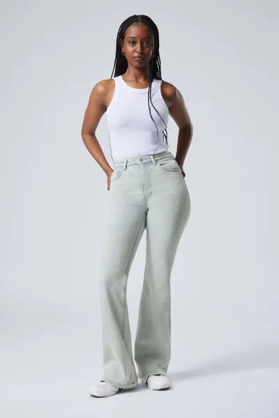 Weekday Glow Curve High Waisted Regular Flared Leg Jeans In Blue