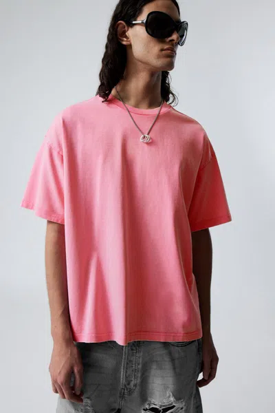 Weekday Great Boxy Heavyweight T-shirt In Pink