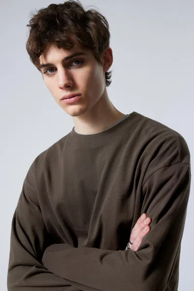 Weekday Great Boxy Long Sleeve T-shirt In Brown