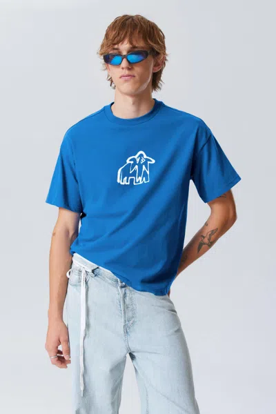 Weekday Great Boxy Fit T-shirt With Graphic Print In Blue