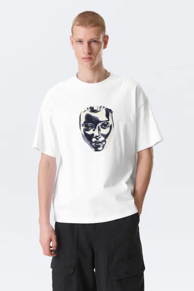 Weekday Great Boxy Printed Graphic Tee In White