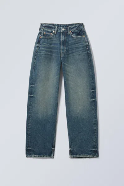 Weekday Halo Curve High Waisted Regular Wide Leg Jeans In Blue