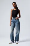 Weekday Halo Curve High Wide Jeans In Blue