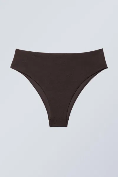 Weekday High Rise Brazilian Bikini Bottoms In Brown