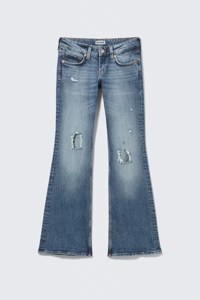 Weekday Hour Low Rise Skinny Bootcut Leg Distressed Jeans In Blue