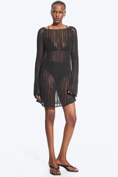 Weekday Knitted Long-sleeved Dress In Grey