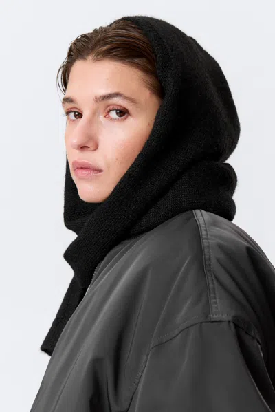 Weekday Knitted Tie Hood Scarf In Black