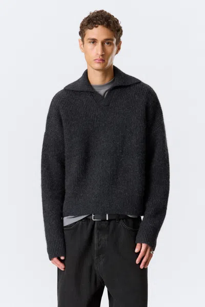 Weekday Knitted Wool-blend Polo Sweater In Blue