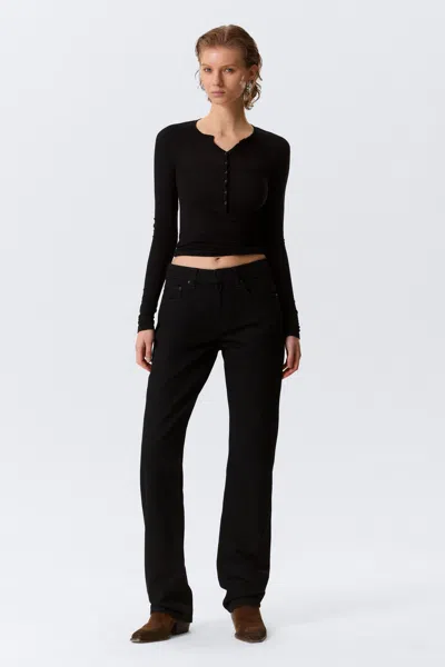 Weekday Laika Mid Rise Regular Straight Leg Jeans In Black