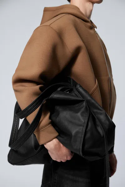 Weekday Large Faux Leather Tote Bag In Black