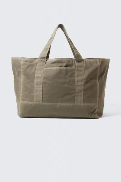Weekday Large Waxed Cotton Canvas Tote Bag