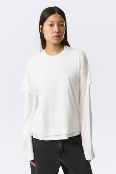 Weekday Layered Long-sleeved Cotton T-shirt In White