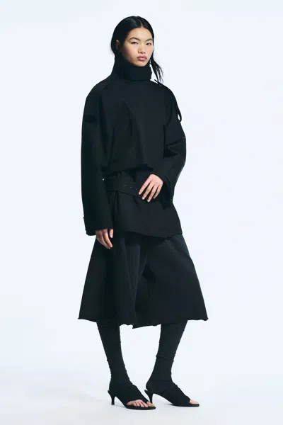 Weekday Layered Technical Trench Coat In Black