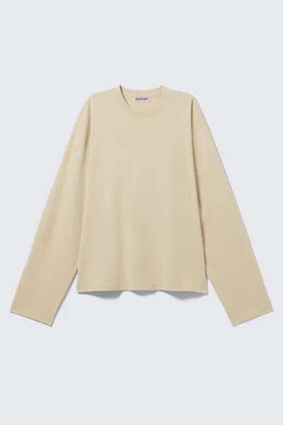 Weekday Long-sleeved Boxy Cotton T-shirt In Neutral