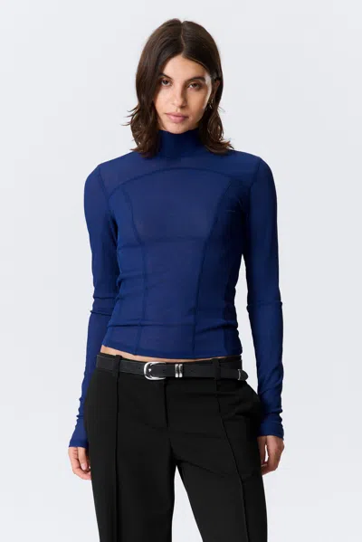 Weekday Long-sleeved Mesh Mock-neck Top