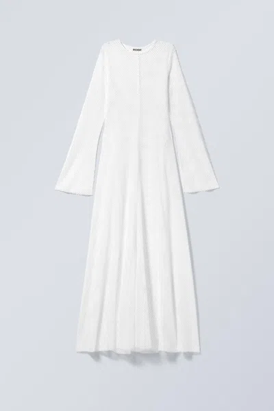 Weekday Long-sleeved Net Maxi Dress In White