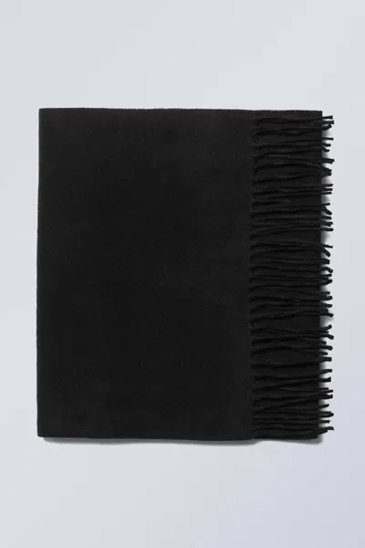 Weekday Long Woven Wool Scarf In Black