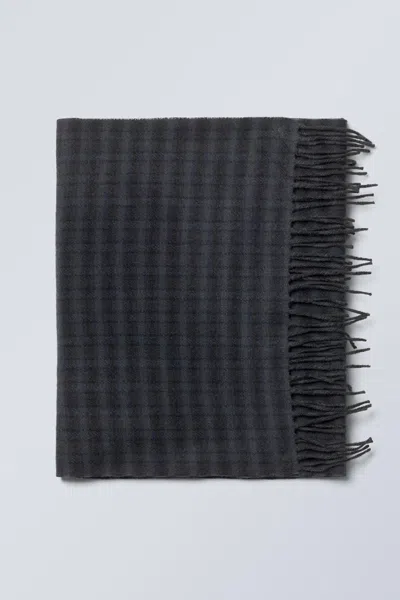 Weekday Long Woven Wool Scarf In Blue