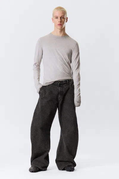 Weekday Loose Barrel Leg Workwear Trousers In Black