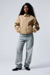 Weekday Loose Fit Cotton Twill Zip Jacket In Beige