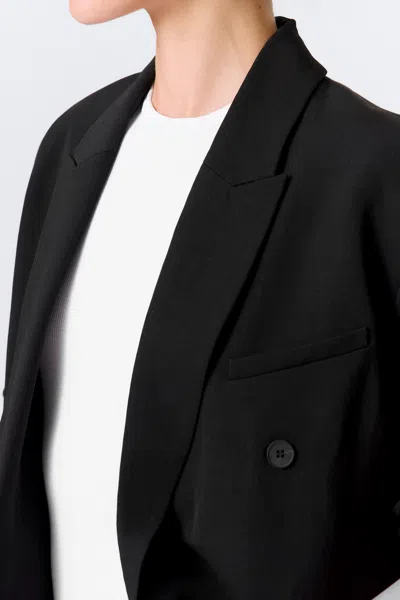 Weekday Loose Fit Double-breasted Linen-blend Blazer In Black