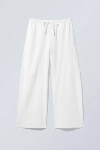 Weekday Loose Fit Low Waist Washed Trousers In White