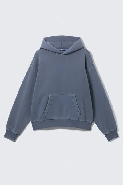 Weekday Loose Heavyweight Cotton Terry Hoodie In Blue