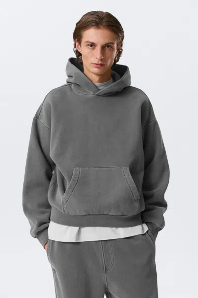 Weekday Loose Heavyweight Cotton Terry Hoodie In Gray