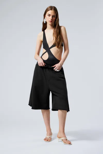 Weekday Loose Knee-length Jersey Shorts In Grey