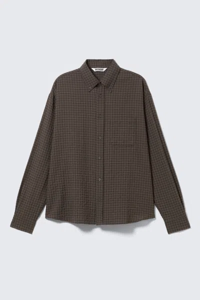 Weekday Loose Structured Button-down Shirt In Brown