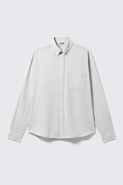 Weekday Loose Structured Button-down Shirt In Gray