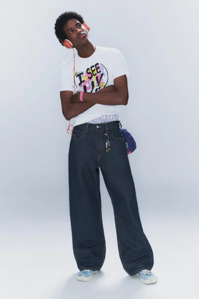 Weekday Looser Regular Waist Loose Straight Jeans In Blue