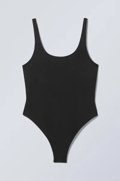 Weekday Low Back Scoop Neck Swimsuit In Black