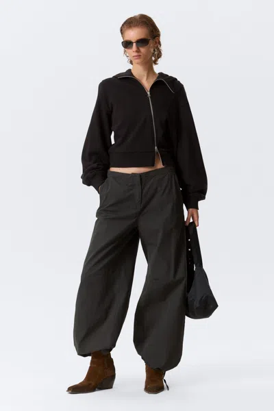 Weekday Low Rise Baggy Ripstop Trousers In Gray