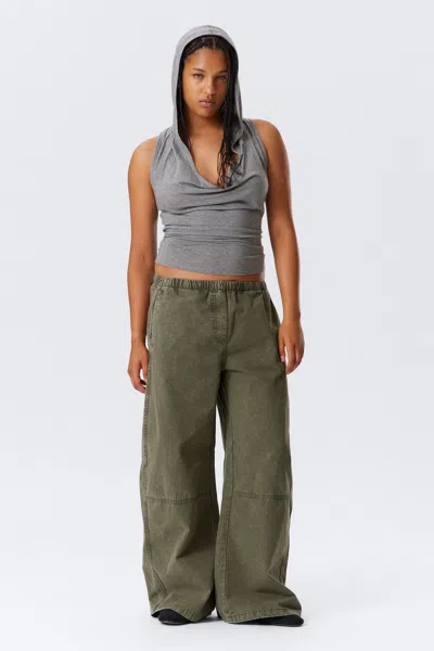 Weekday Low Rise Baggy Washed Canvas Trousers