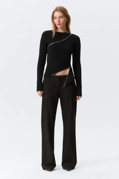 Weekday Low-rise Flared Suiting Trousers In Black