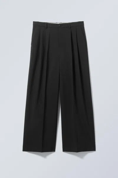 Weekday Low Waist Loose Fit Suit Trousers In Black