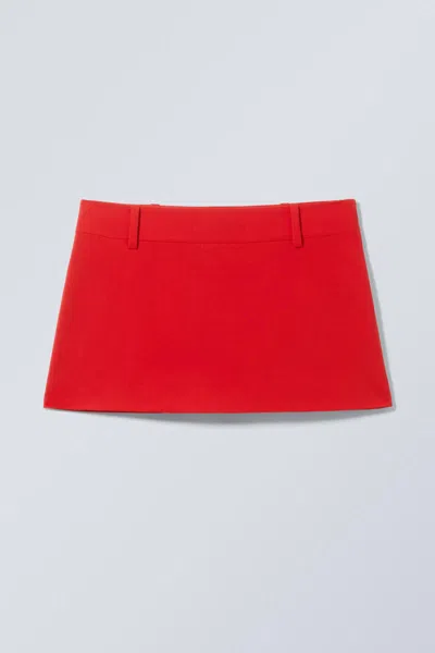 Weekday Low Waist Mini Skirt In Red