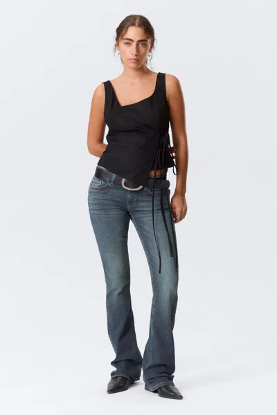 Weekday Luna Low Rise Skinny Bootcut Leg Jeans In Blue