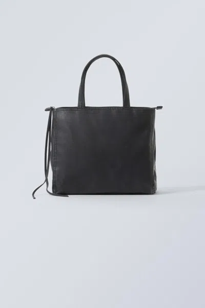 Weekday Medium Faux Leather Tote Bag In Black