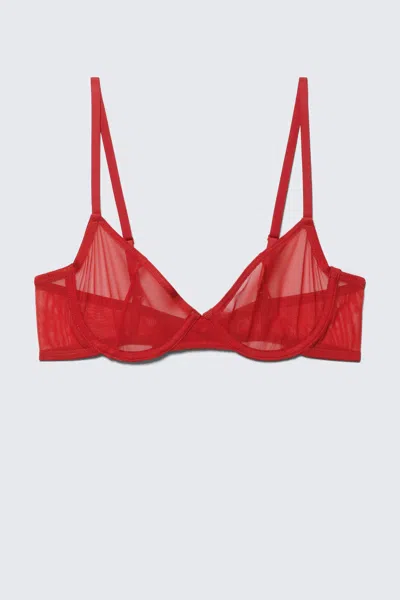 Weekday Mesh Wire Bra In Red