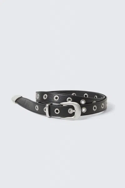 Weekday Metal Eyelet Faux Leather Belt In Black