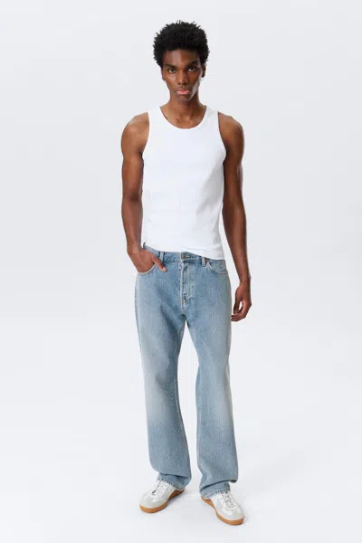 Weekday Meteor Low Rise Relaxed Straight Leg Jeans In Blue
