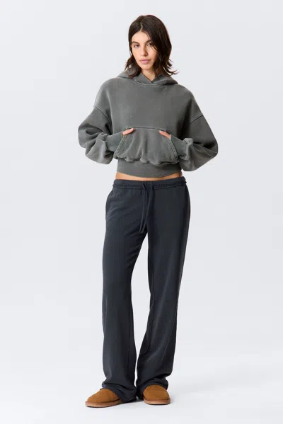 Weekday Mid Rise Wide Leg Terry Pyjama Trousers In Gray
