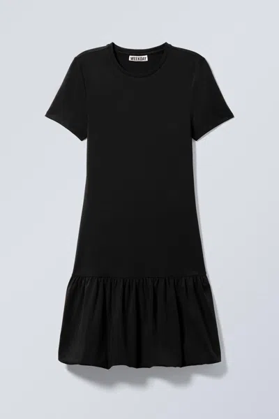 Weekday Mini Balloon T-shirt Dress In Black