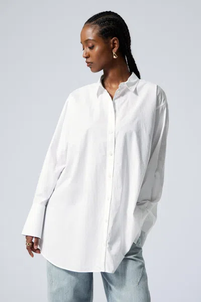 Weekday Mini Cotton Poplin Shirt Dress In White