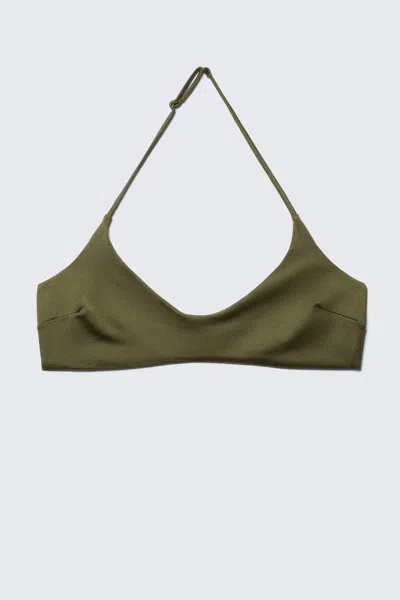 Weekday Minimal Halter Bikini Top In Green