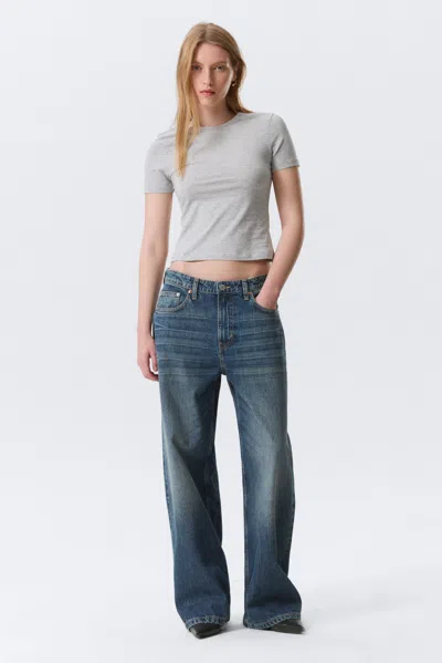 Weekday Missy Low Rise Loose Straight Leg Jeans In Blue