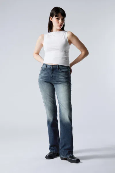 Weekday Moon Mid Rise Regular Bootcut Leg Jeans In Blue